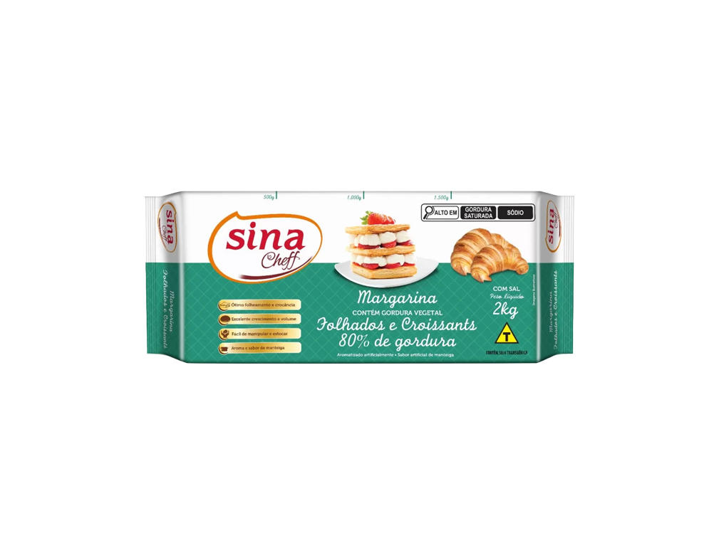 MARGARINA FOLHADOS & CROISSANTS 80 % SINA 2 KG (CX 6 UN)